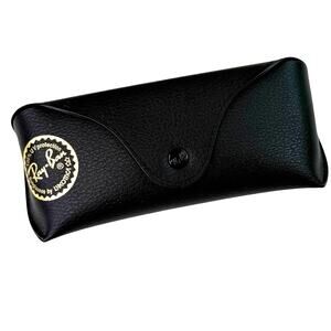 Authentic Ray Ban SUNGLASSES CASE, Eyeglasses Holder Snap Flap Front Black 6"L